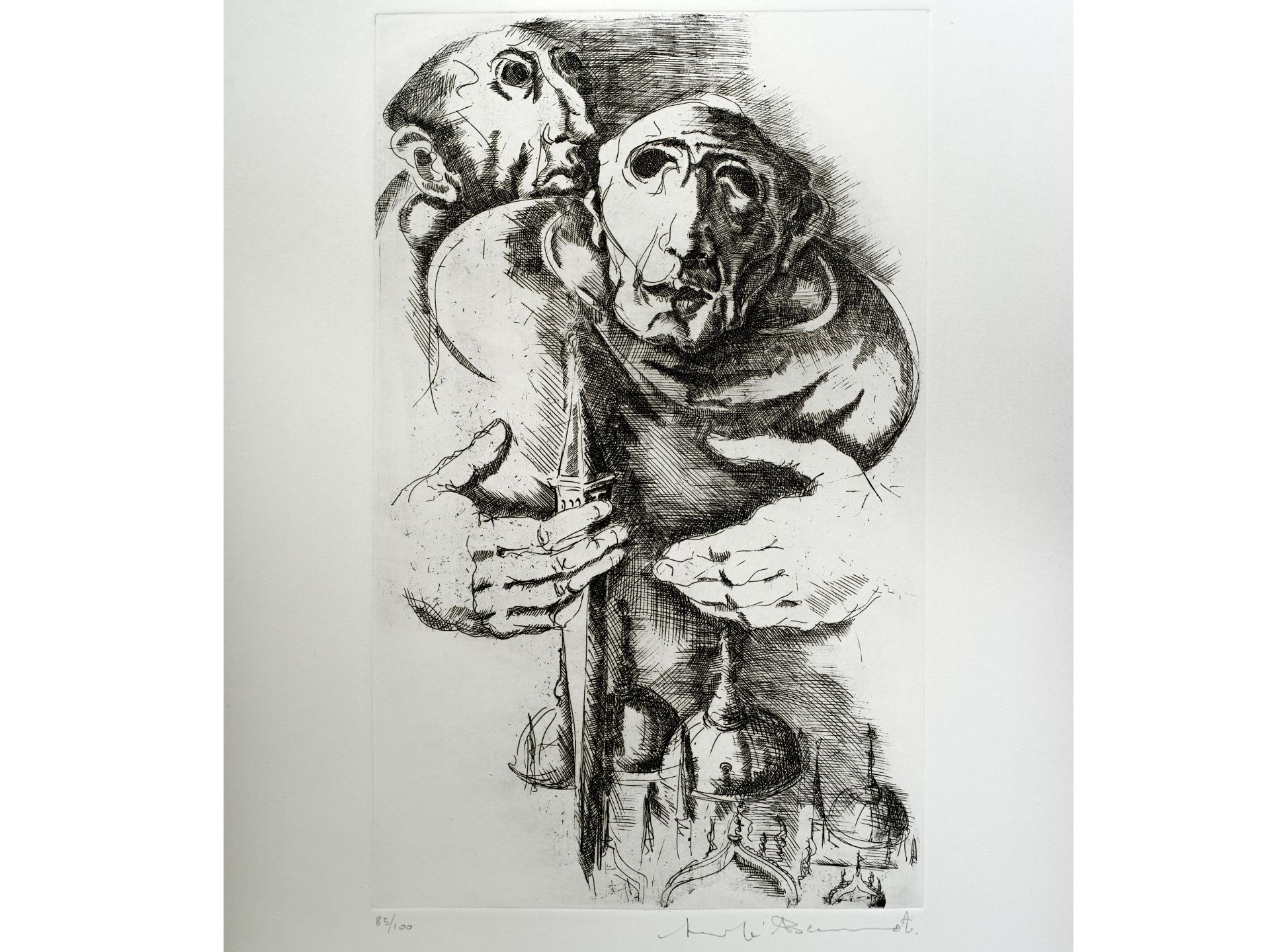 Unbekannter Künstler, „Surrealistische Komposition“, Lithographie