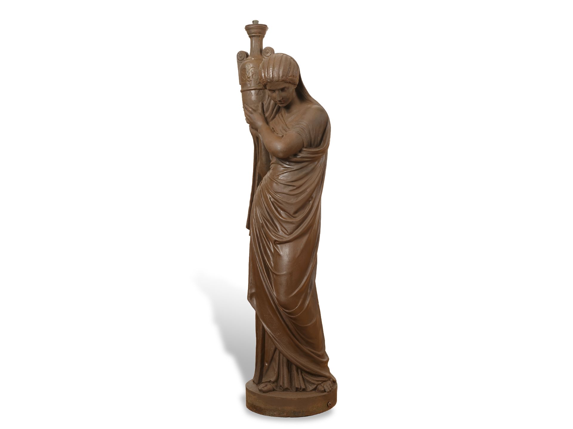 Lamp base in the form of an amphora bearer, Around 1900, Cast iron - Image 3 of 8