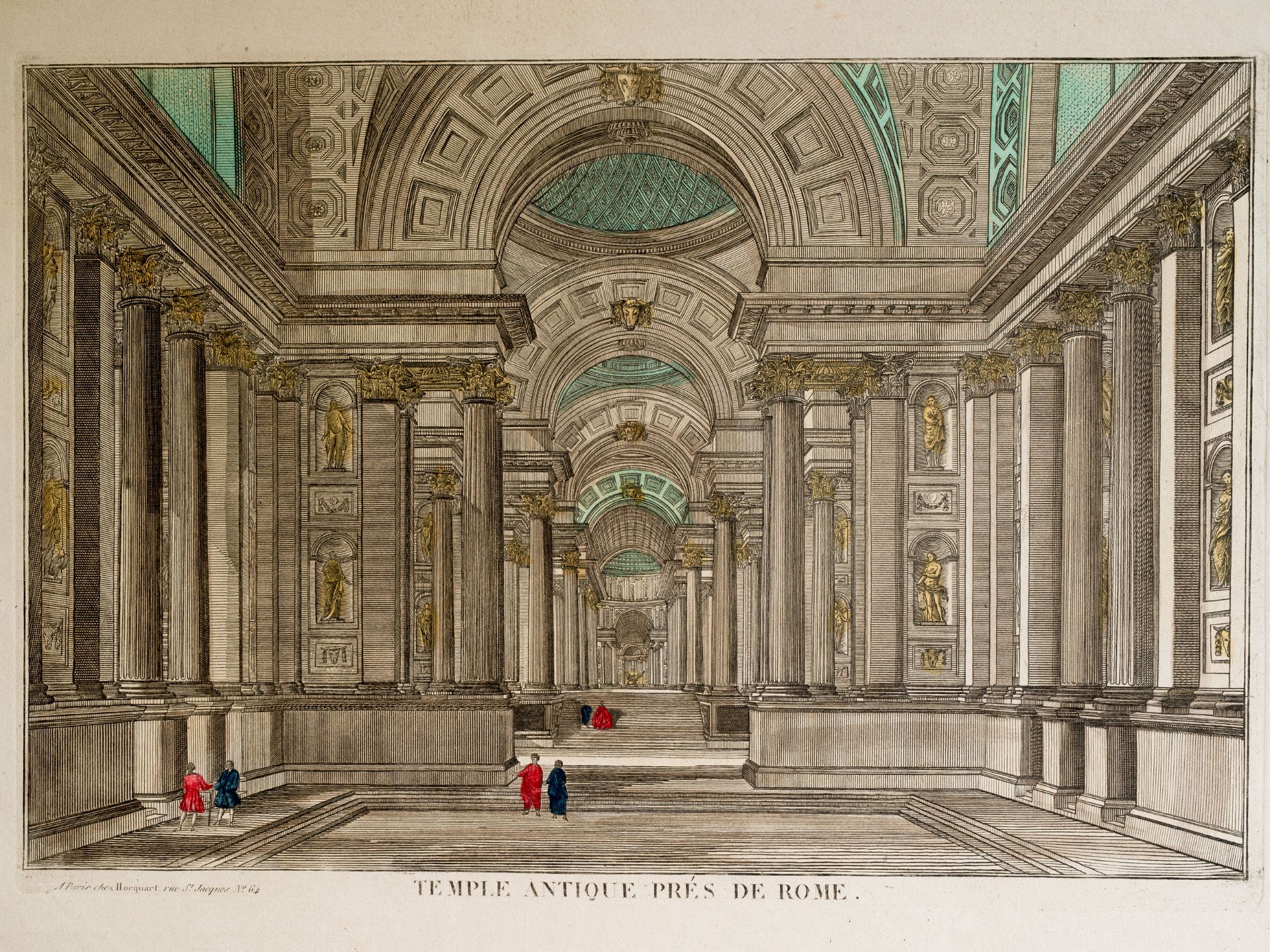 "Temple antique près de Rome", Paris, Coloured engraving