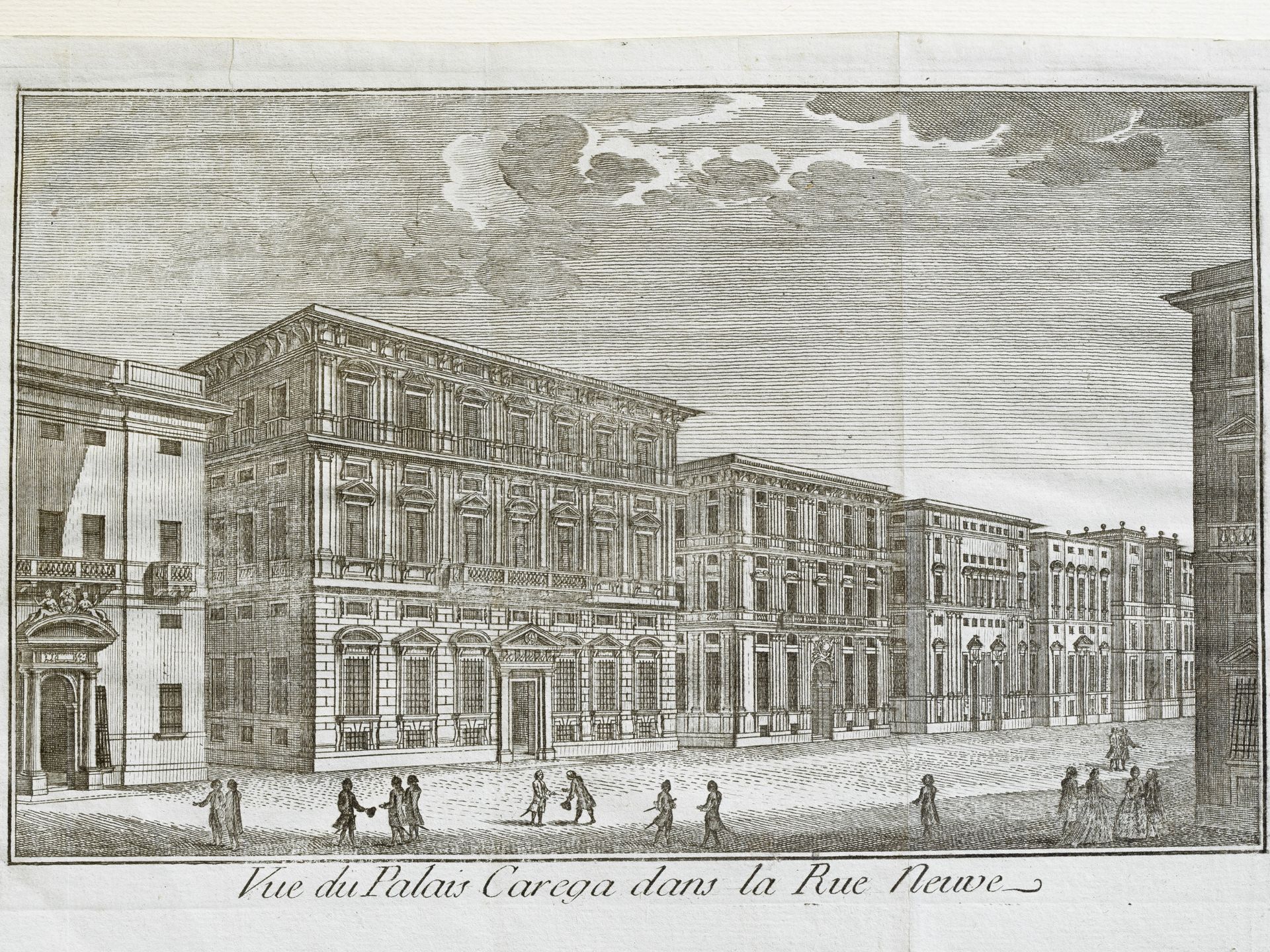 "Vue du Palais Carega dans la Rue Neuve", Genova, 1781 (first edition)