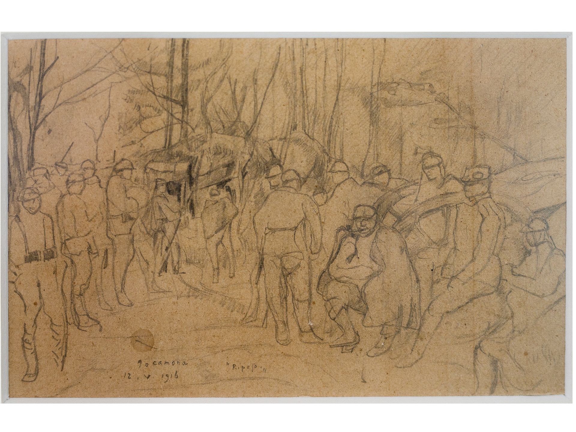 „Soldaten im 1. Weltkrieg“, Bleistiftzeichnung