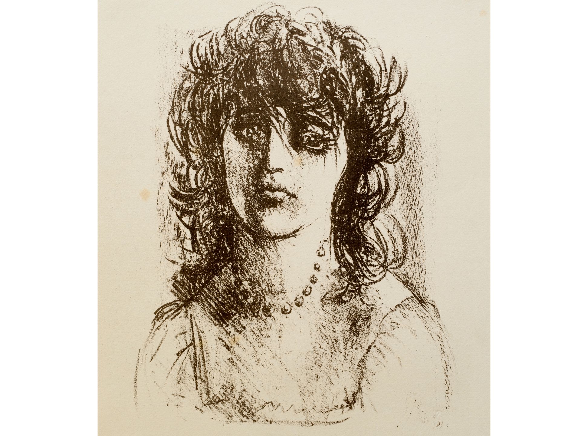 „Portrait eines Mädchens mit Perlenkette“, Lithographie?