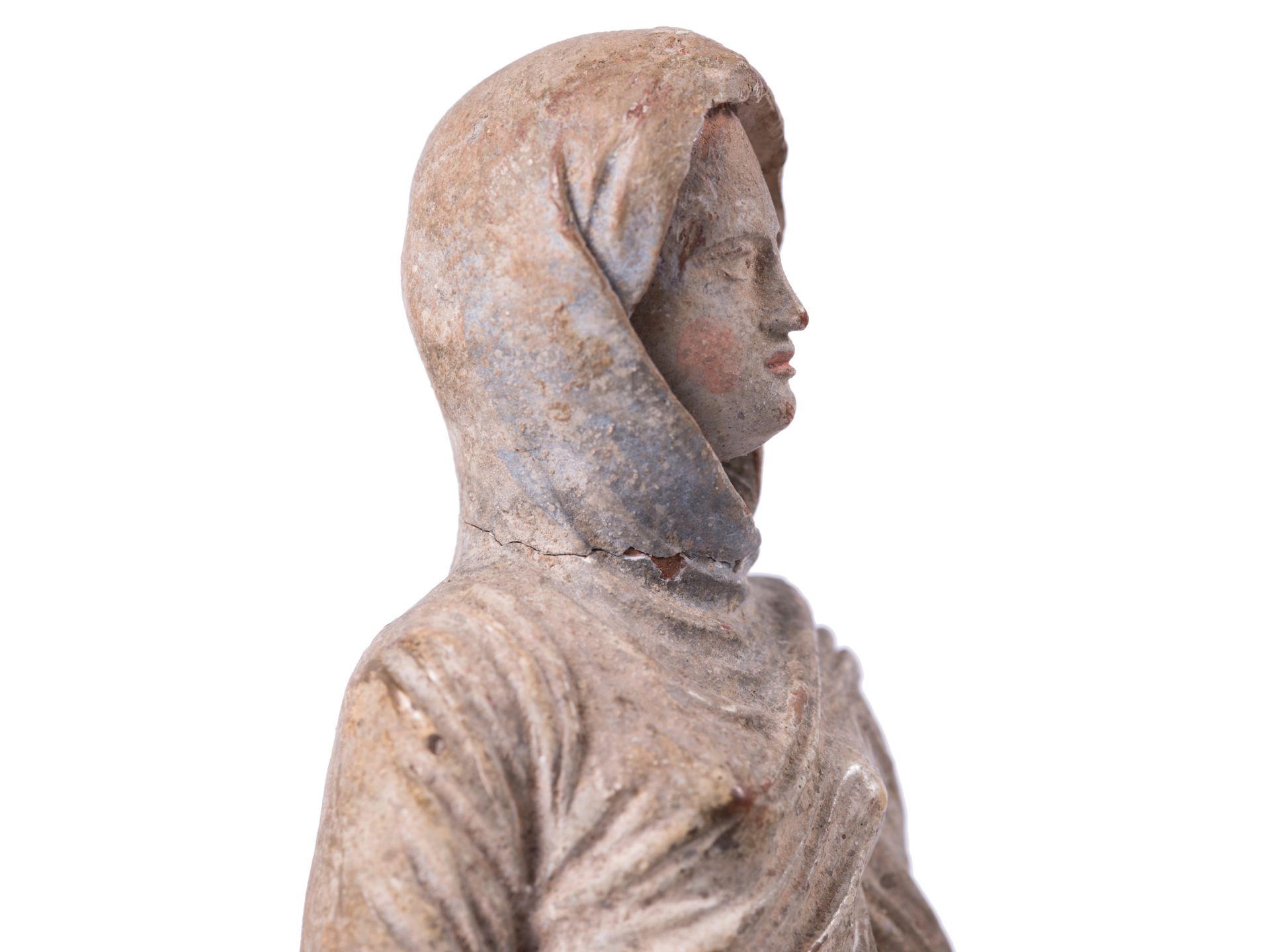 Weibliche Gewandfigur (sog. Tanagräerin), Griechisch/Hellenistisch, 4/3. Jahrhundert v. Chr. - Bild 5 aus 6
