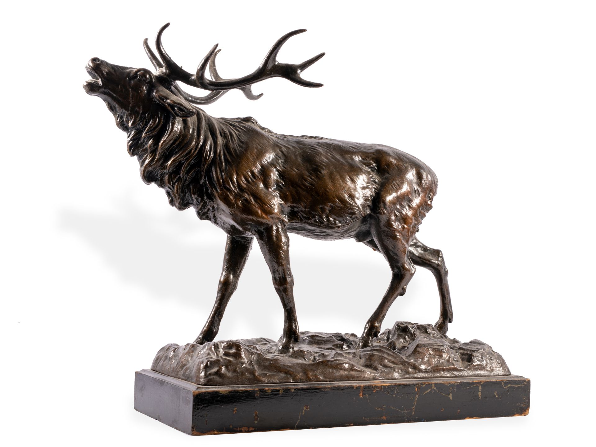 Roaring deer, Around 1900, Cast bronze - Image 3 of 14