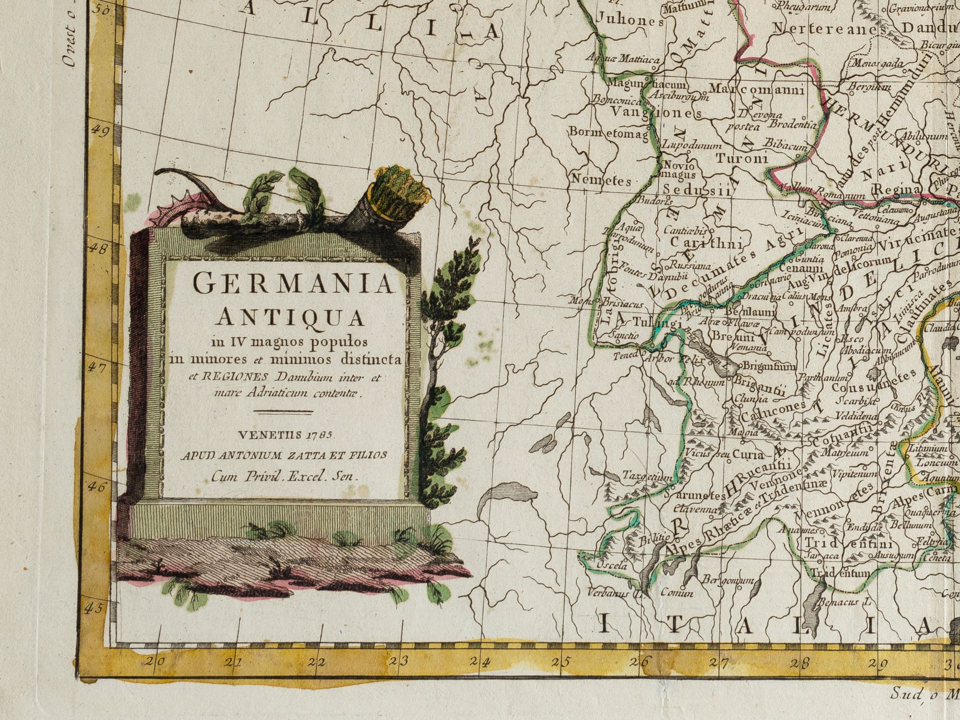 Germania Antiqua, Venetiis 1785, Kupferstichkarte - Bild 2 aus 6