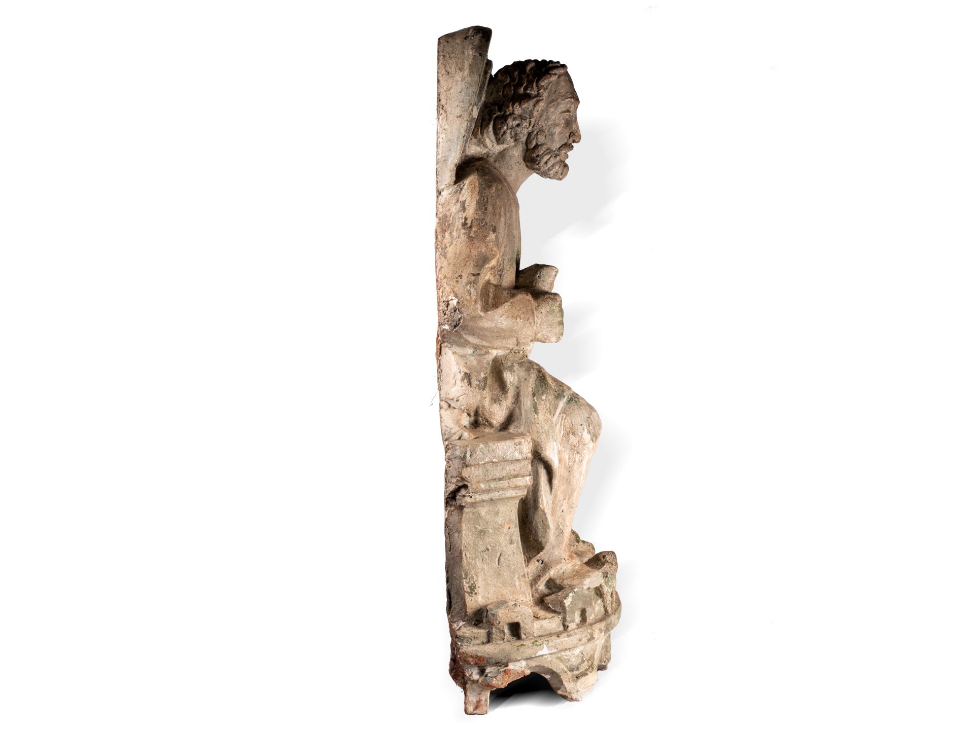 Museale Skulptur eines sitzenden Apostels, Italien, Im Stil des 14. Jahrhunderts - Bild 5 aus 8