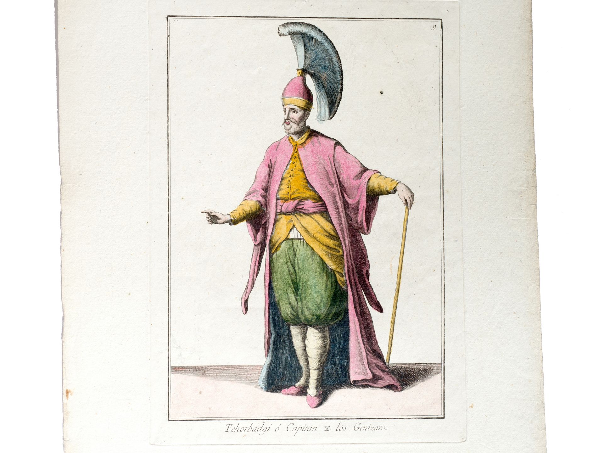 "Tehorbadgi ó Capitan de los Genizaros", From a book of historical costume studies?, Spain