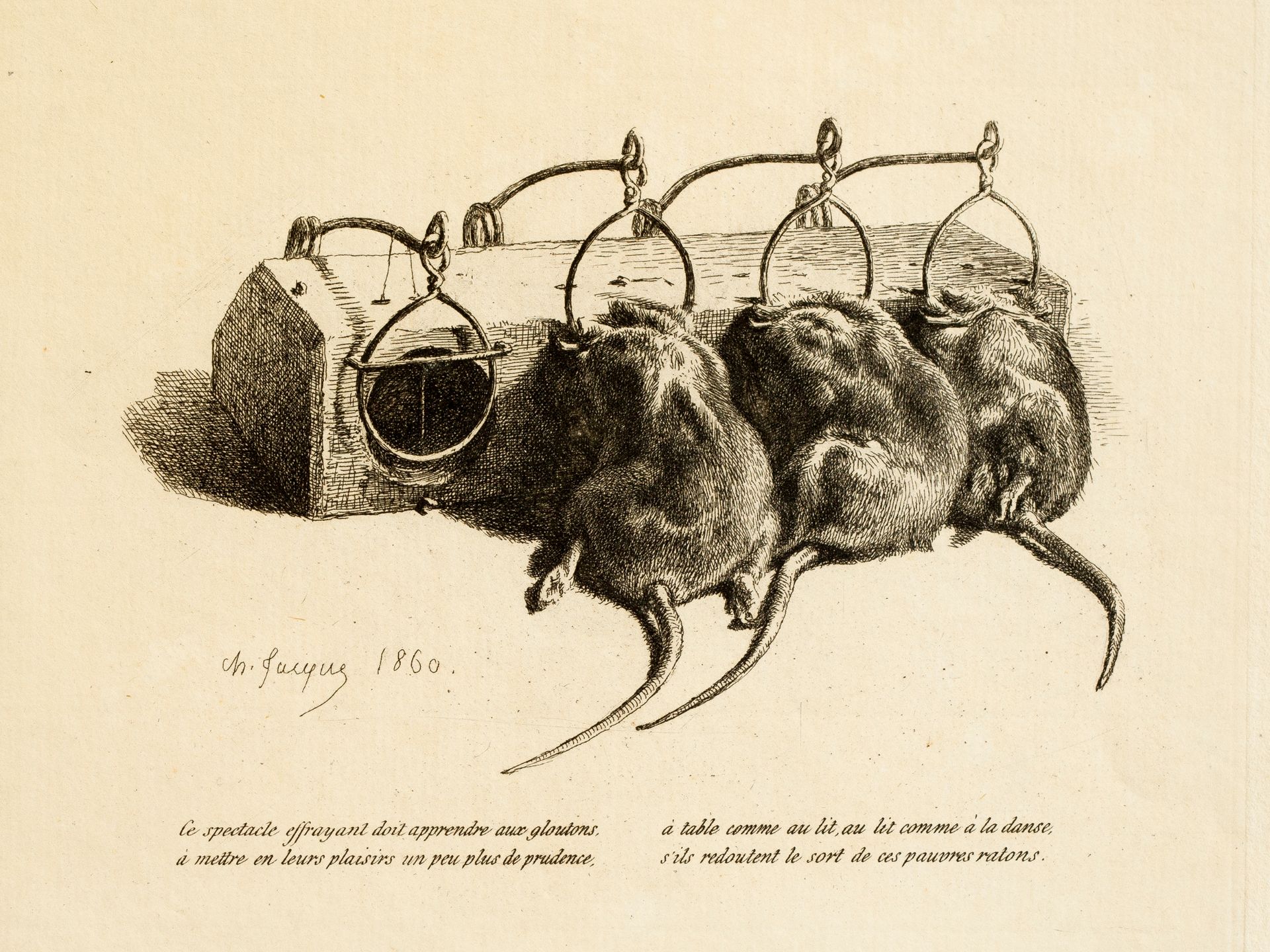 Rat trap, Lithography, 19th century