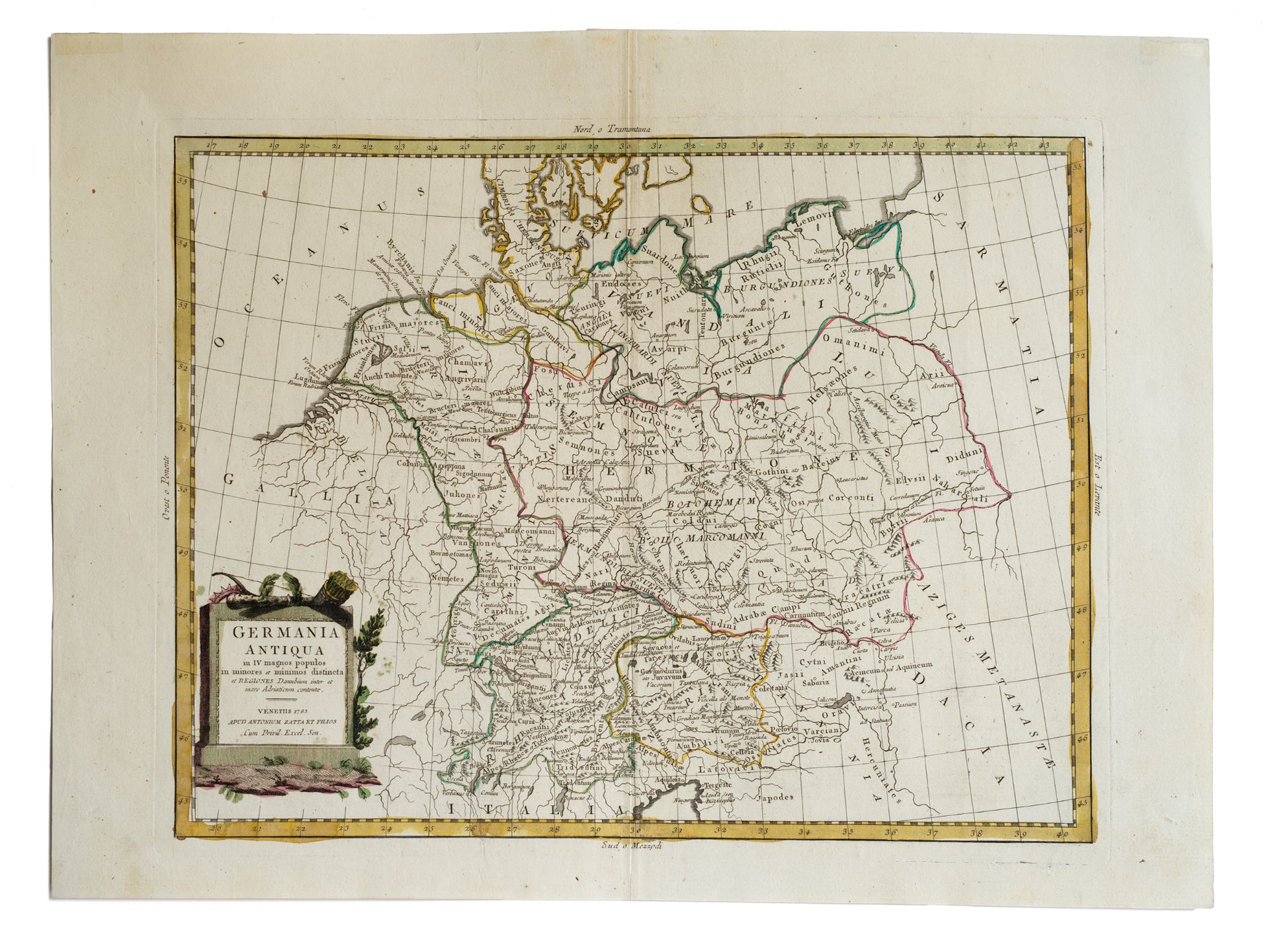 Germania Antiqua, Venetiis 1785, Kupferstichkarte