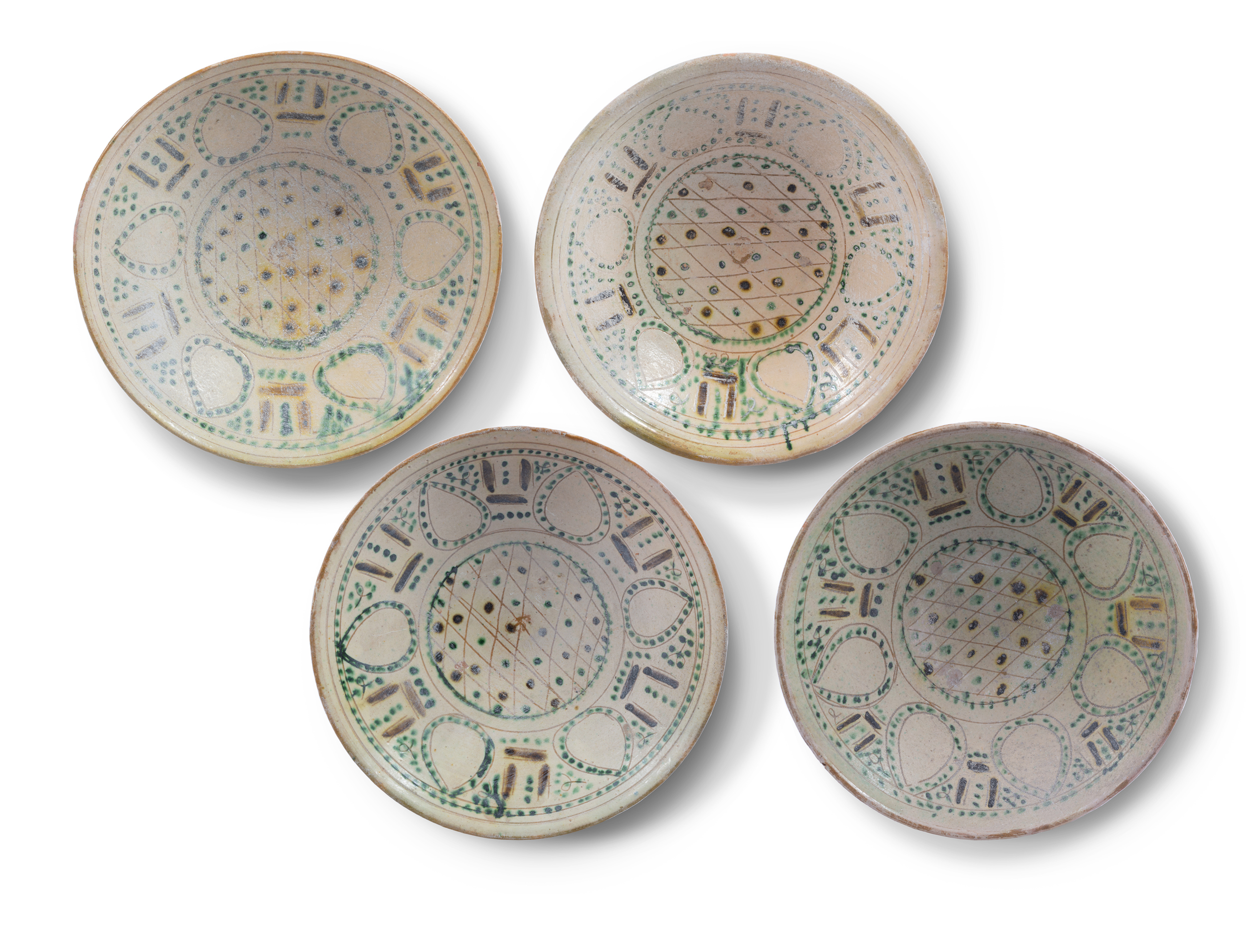 4 plates, Nishapur, Antique