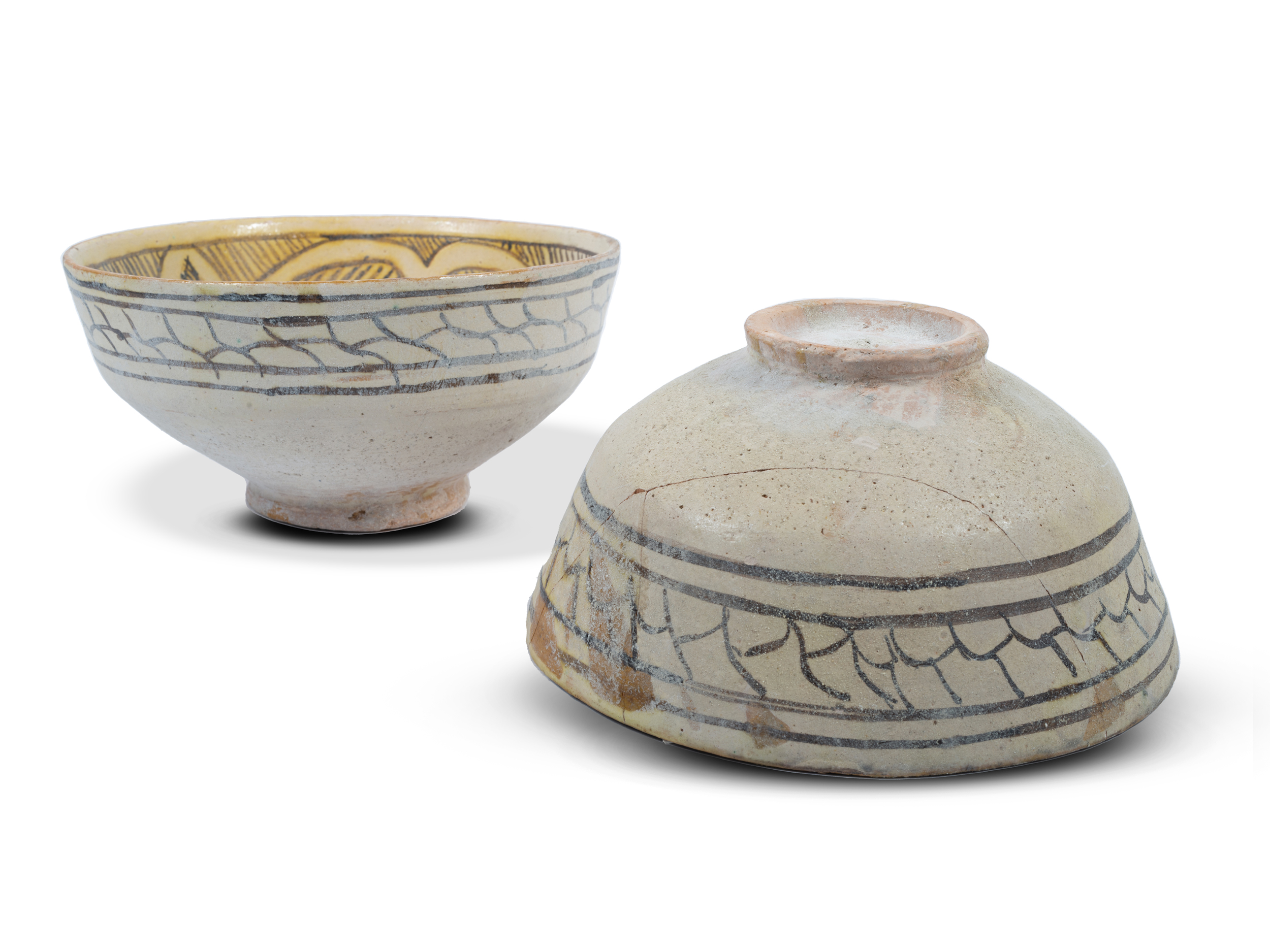 2 bowls with palmette decoration, Nishapur, Antique - Image 2 of 6