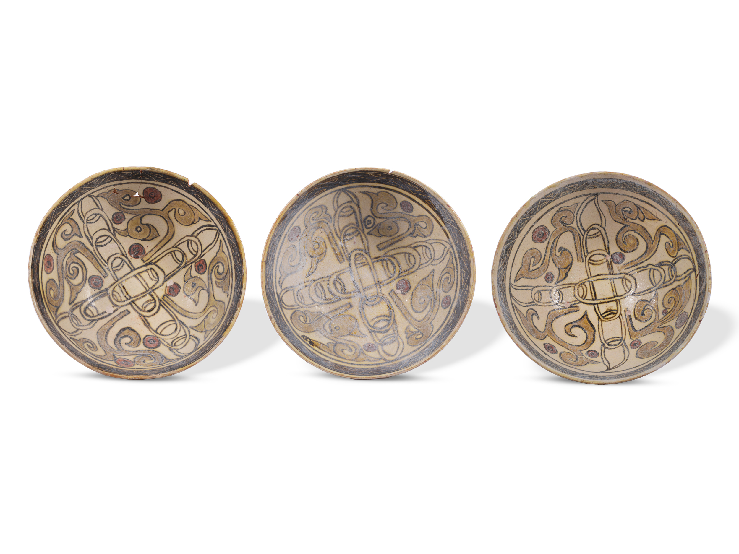 3 bowls, Nishapur, Antique - Image 2 of 5