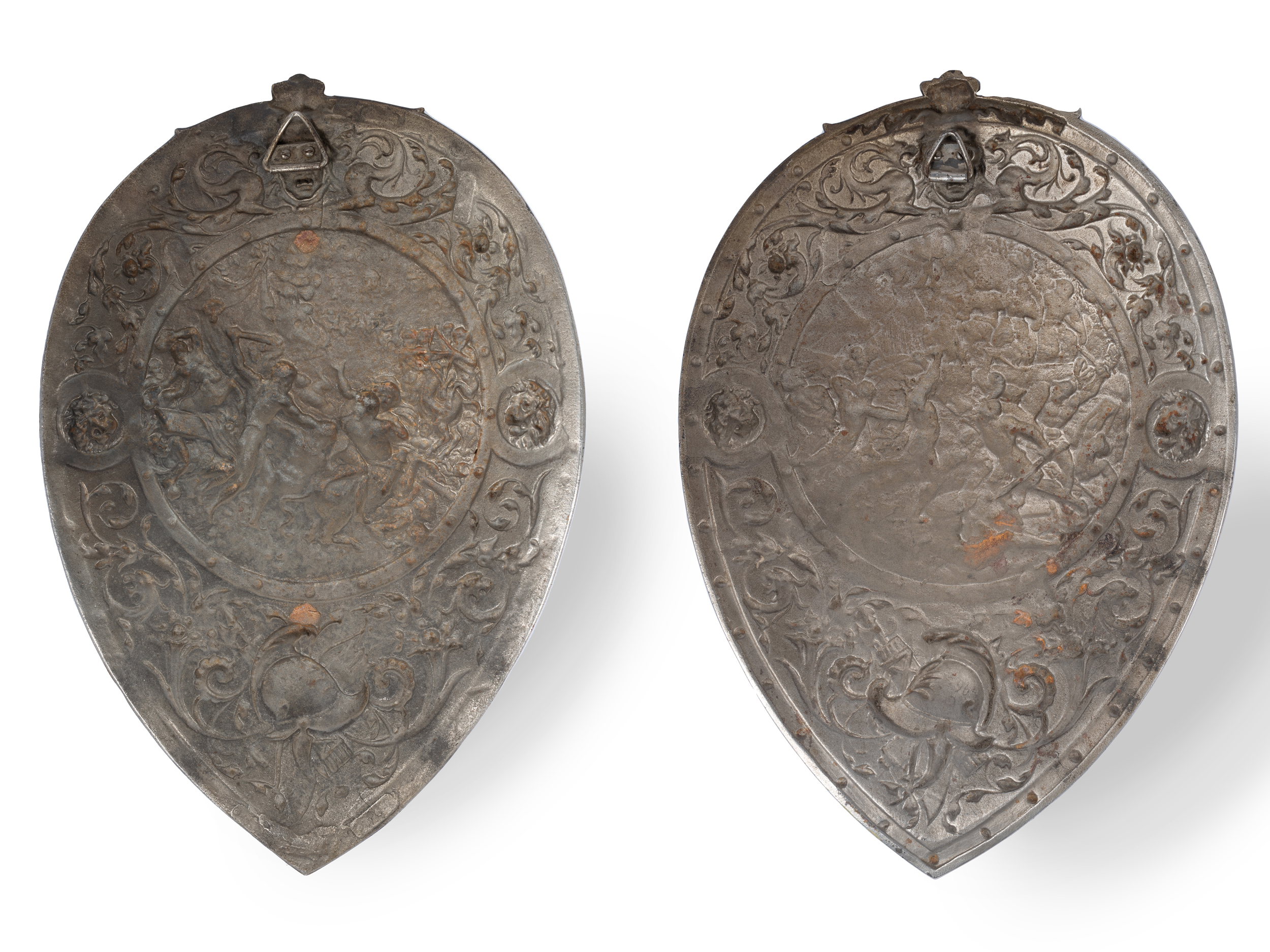 2 escutcheons, Kentauromachy & Battle Scene, Following an example of the 16th century - Image 4 of 4