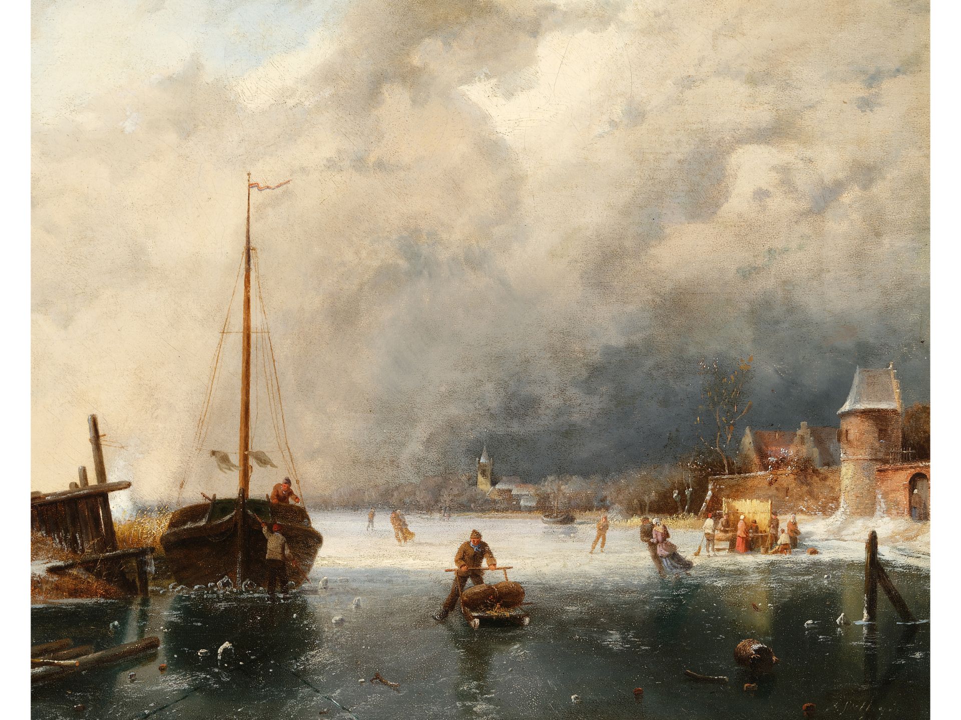 Andreas Schelfhout, Den Haag 1787 – 1870 Den Haag, Winterliche Idylle - Bild 4 aus 6