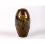 Japanische Vase, Um 1920, Bronze mit vergoldetem Metall intarsiert