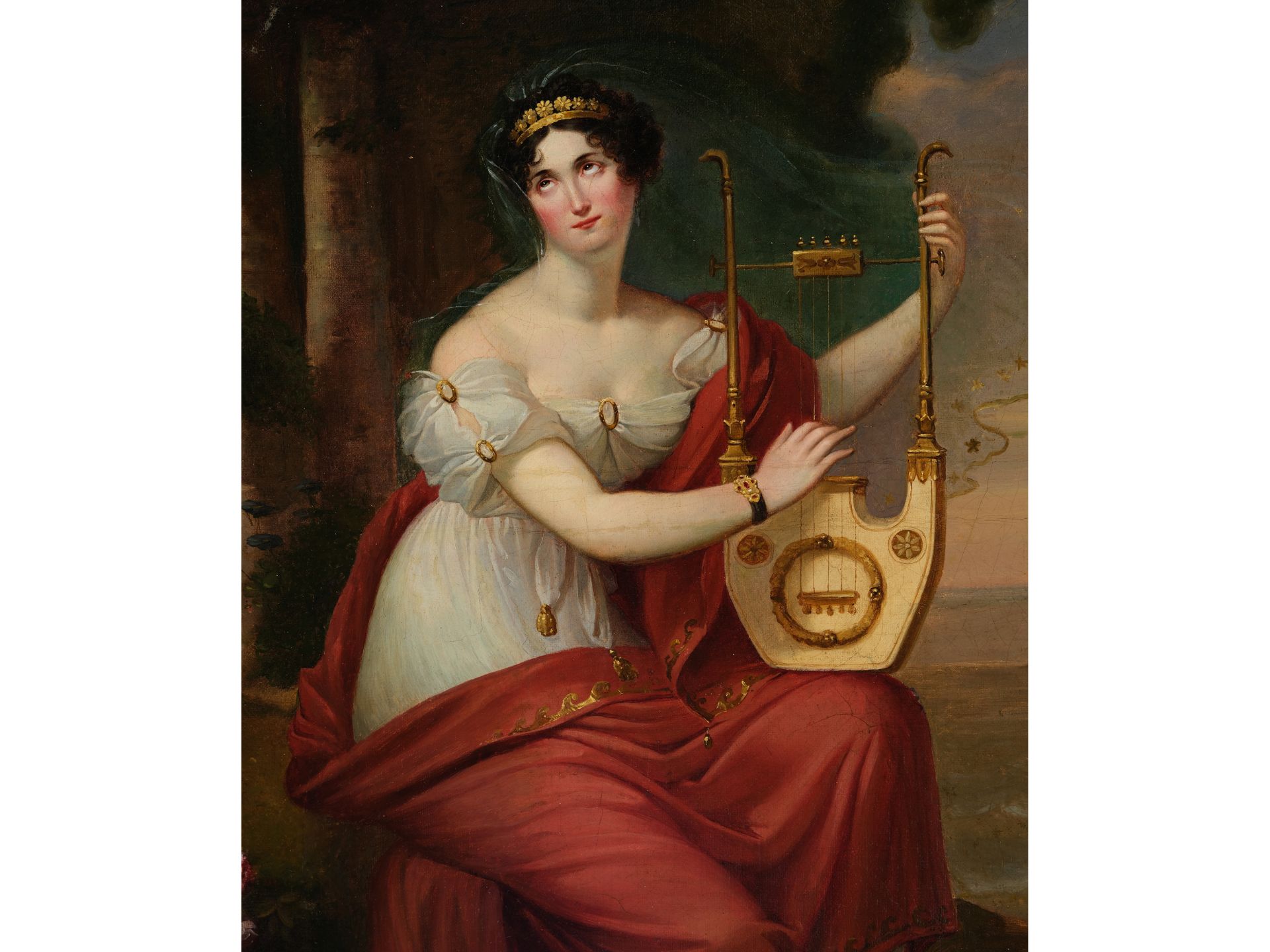 Classicist artist, Lady with lyre, Around 1800 - Image 3 of 7