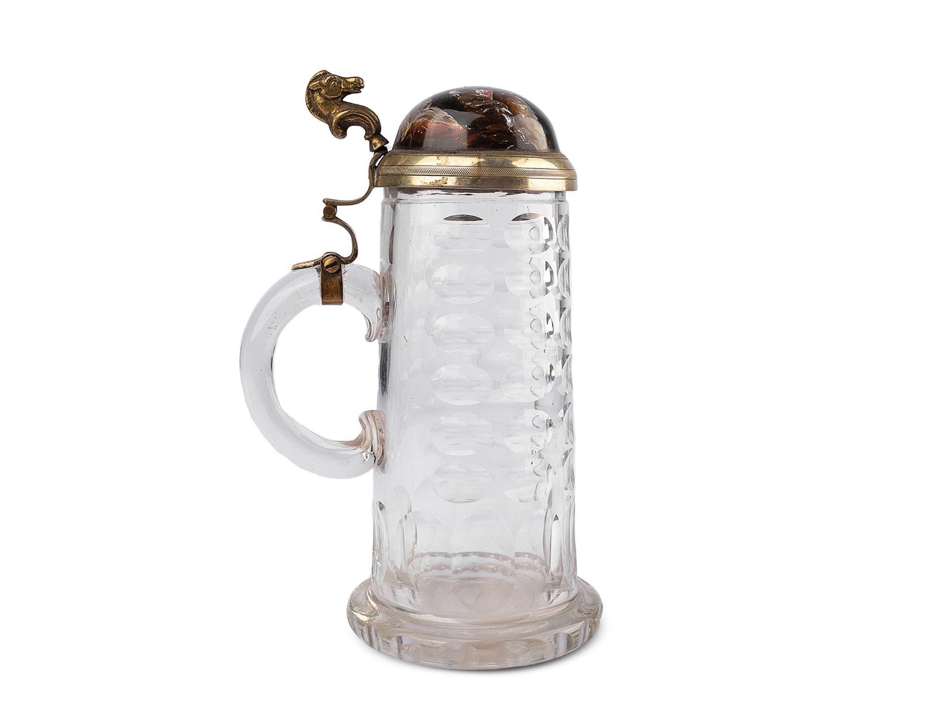 Beer jug with dog head, Glass - Image 2 of 4