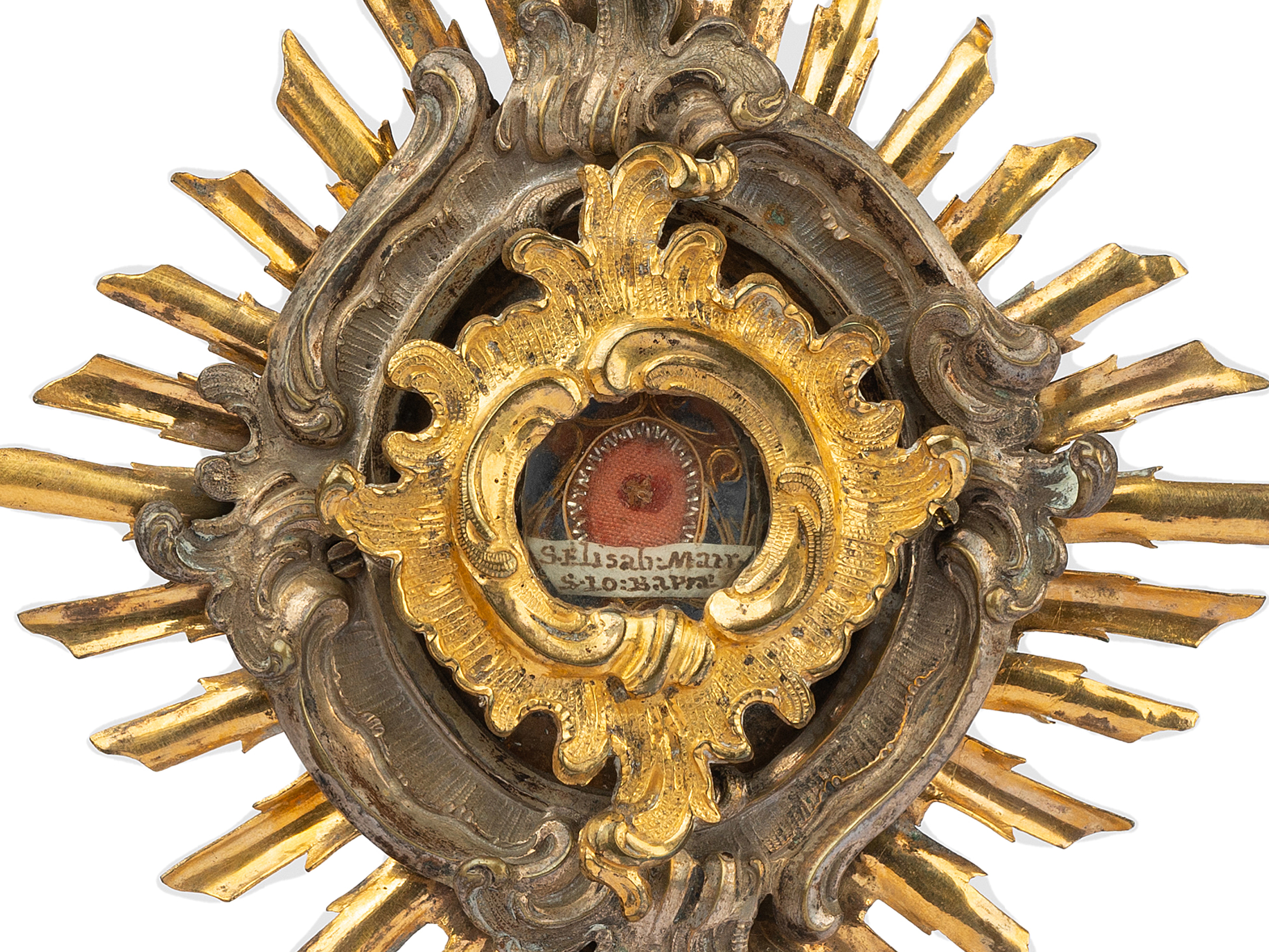 Reliquienmonstranz, Hl. Elisabeth, Silber?, Messing vergoldet - Bild 2 aus 4