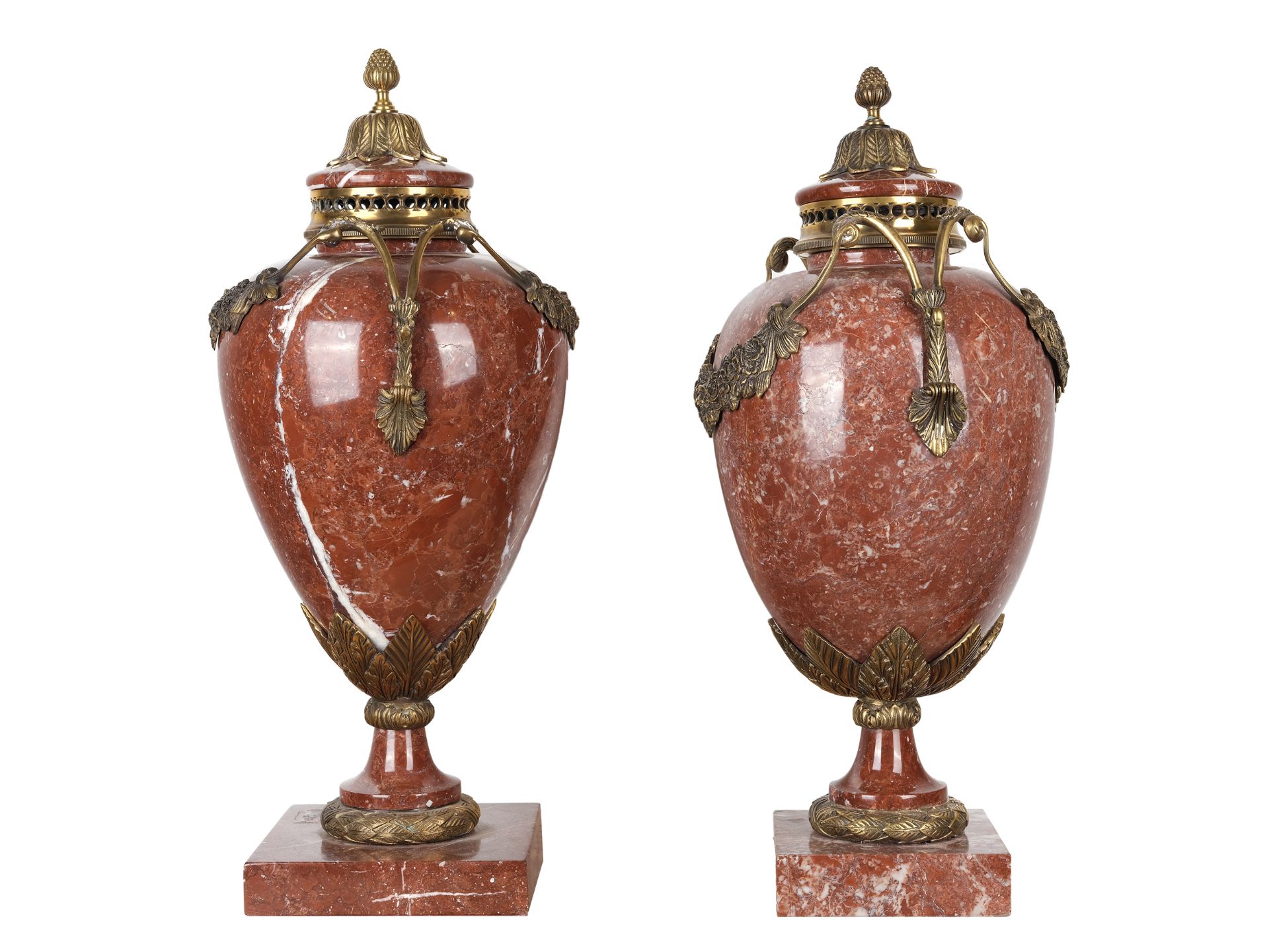 Brûle Perfume Vase Pair, Red marble, Bronze mount - Image 2 of 2