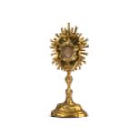 Reliquienmonstranz, S. Cruce mit Kreuz, Messing vergoldet