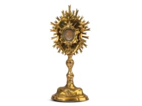 Reliquienmonstranz, S. Cruce mit Kreuz, Messing vergoldet