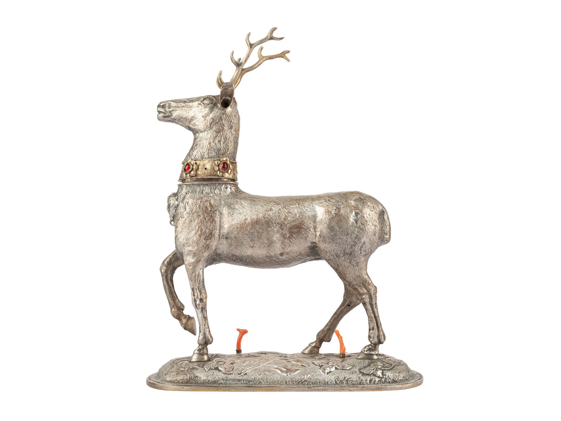Stag as a drinking game, 18th/19th century, Copper silver-plated