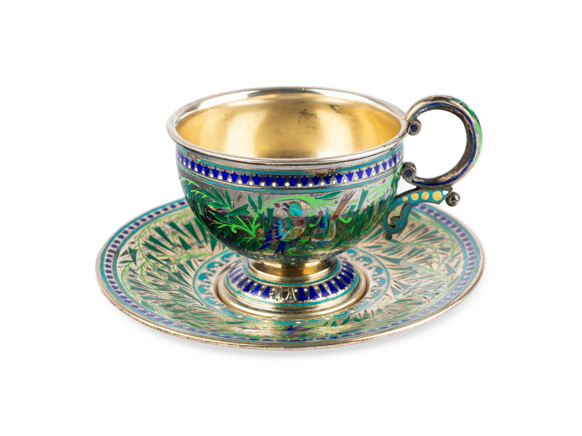 Cup with saucer, Russia, Silver marked, with enamel