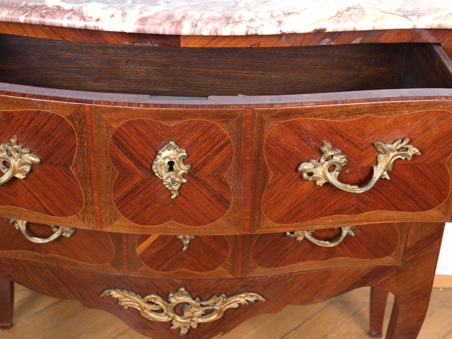 Chest with drawers and marble top, Linear inlaid, Two drawers - Image 2 of 5