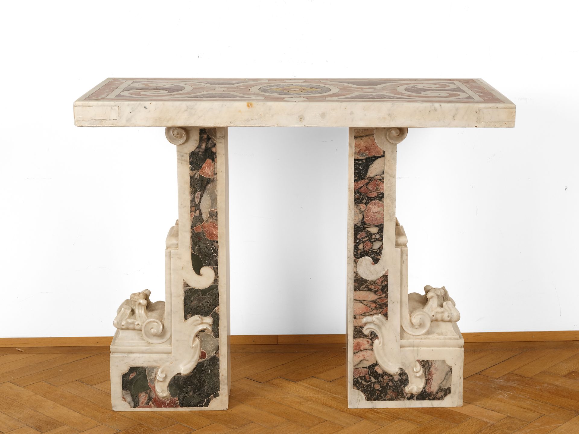 Three-piece console table, Italy/Rome (?), From elements of the 16th/17th century