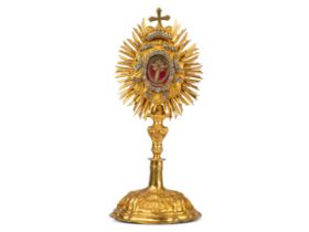Reliquienmonstranz, S. Crucis mit Kreuz, Messing vergoldet