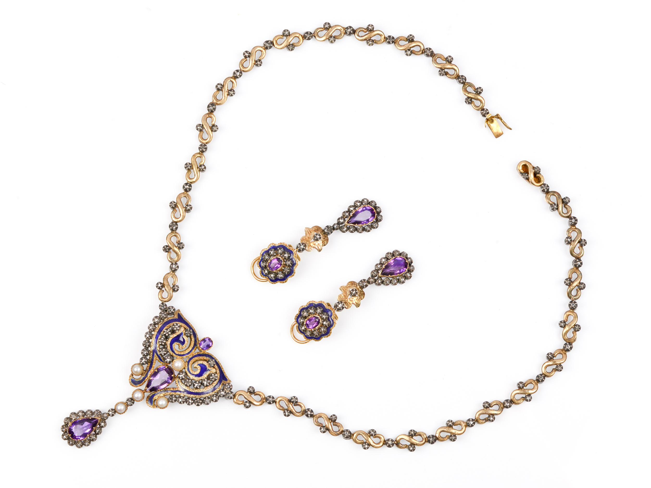 Set: necklace and 1 pair of earrings, England, Mid-19th century - Image 2 of 6