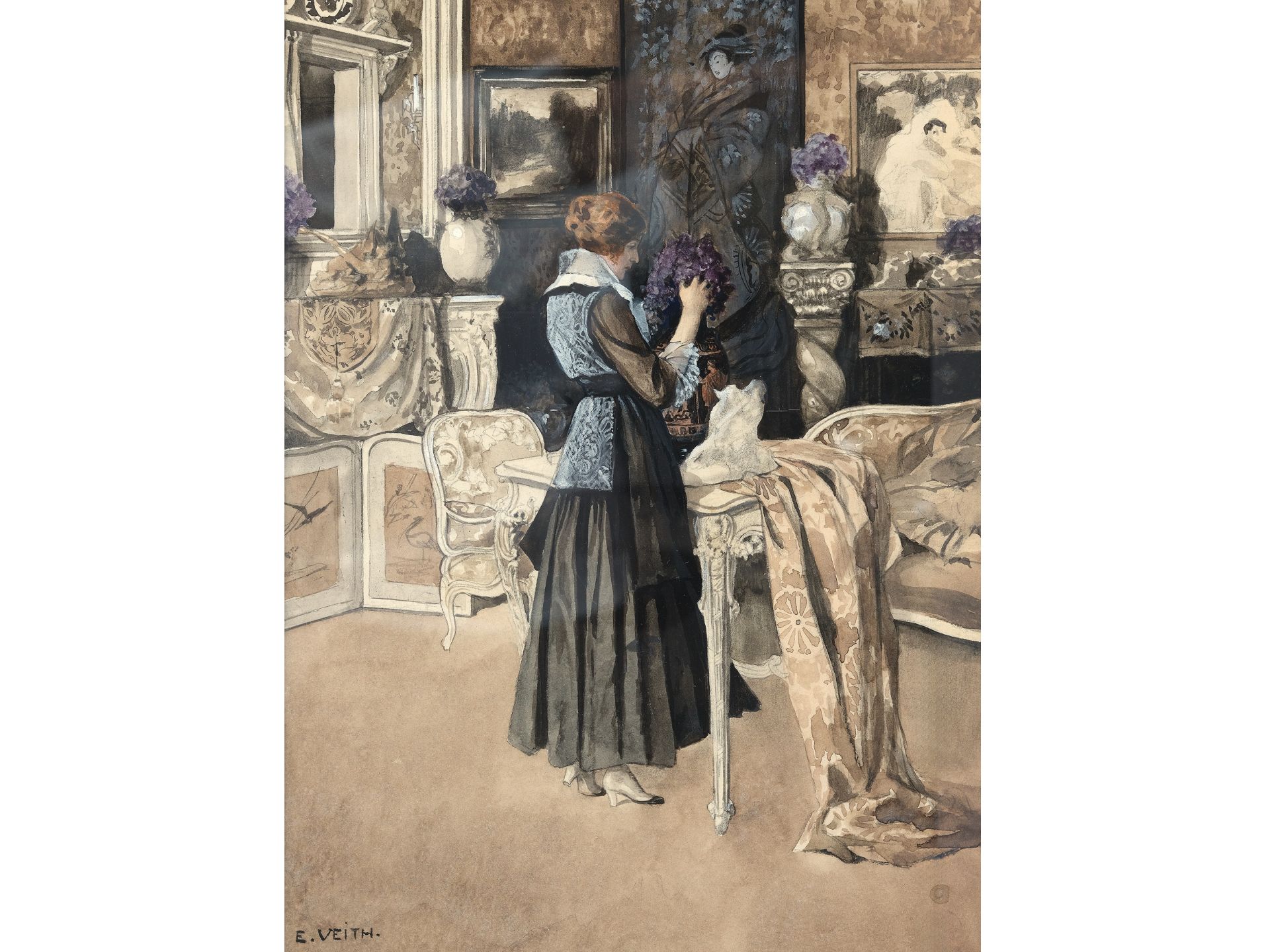 Eduard Veith, Neutitschein 1858 - 1925 Vienna, Lady in the salon