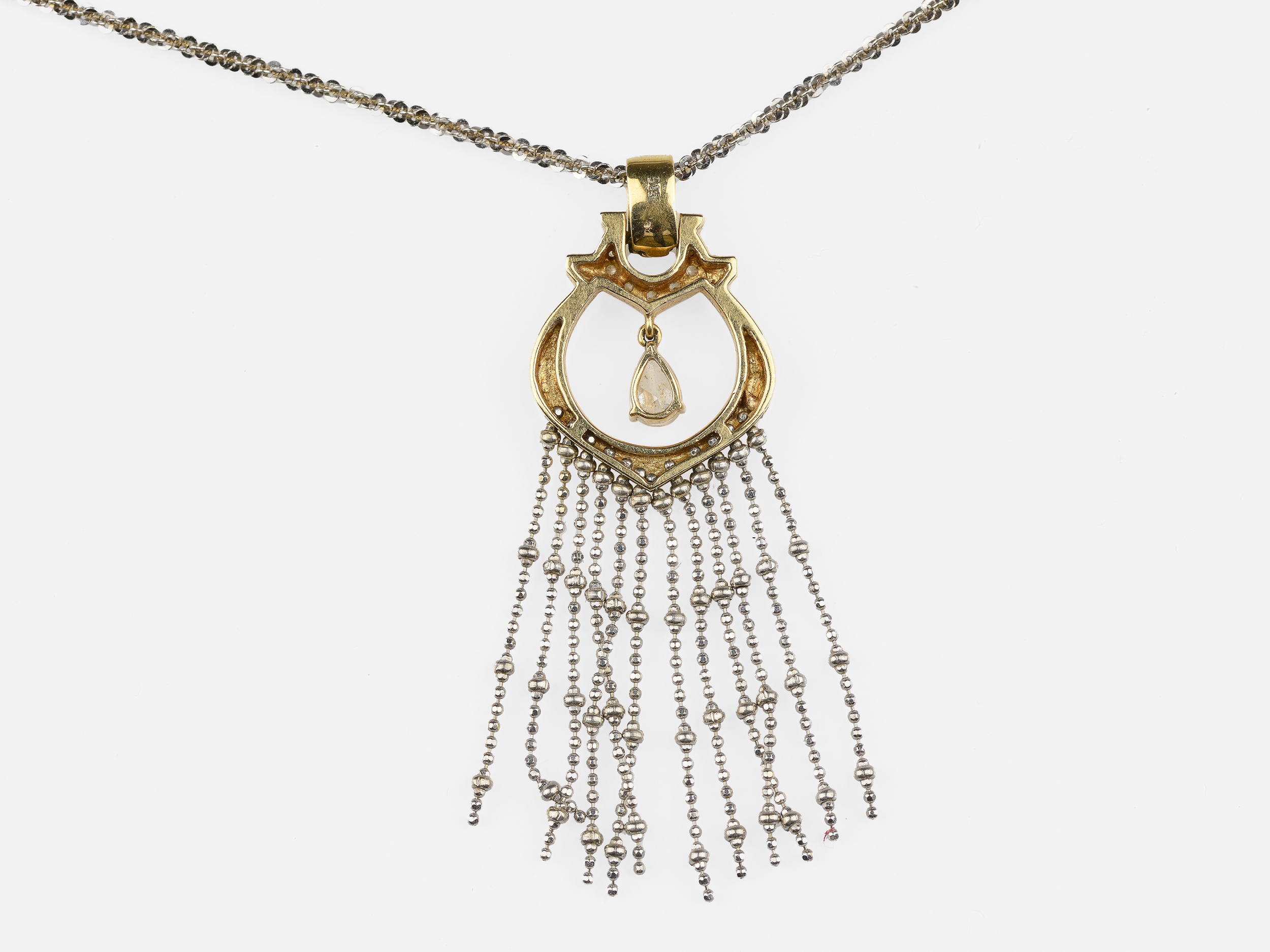 Pendant with chain, 14kt white gold - Image 2 of 2