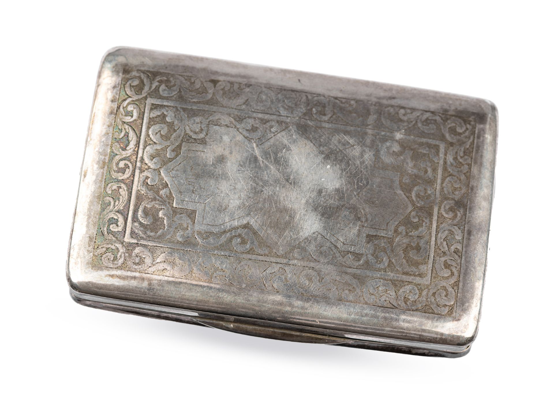 Small lidded box, Two cherubs in a Llandscape, Silver marked - Image 2 of 3