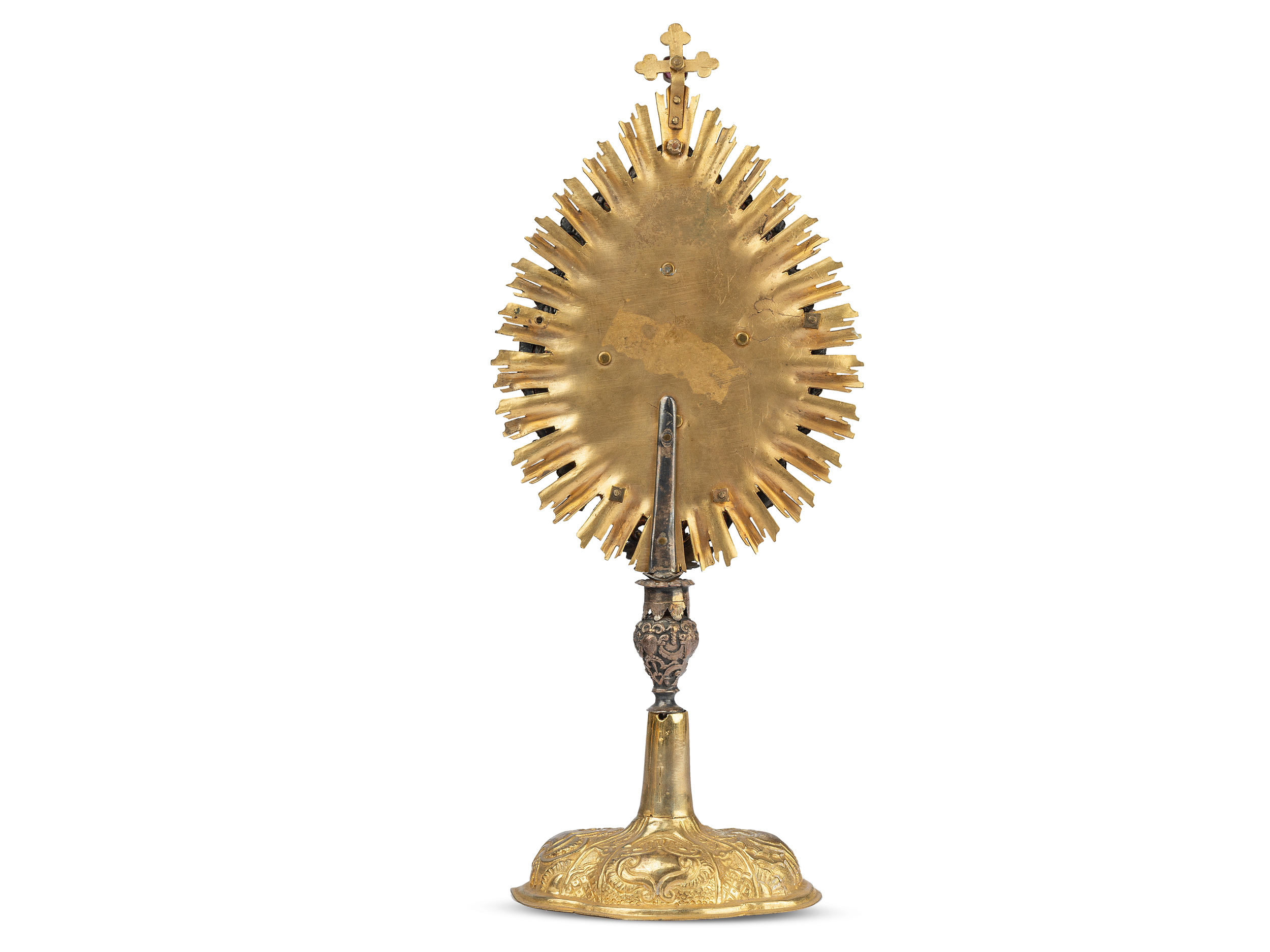 Reliquary monstrance, St. Rupert and St. Virgil, Brass gold-plated, with silver applications - Image 2 of 3