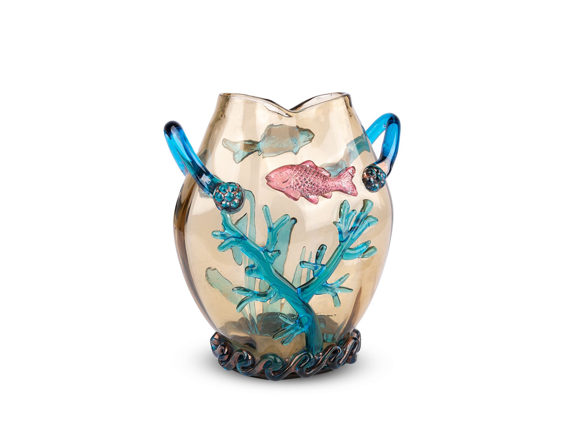 Glass vase with underwater world