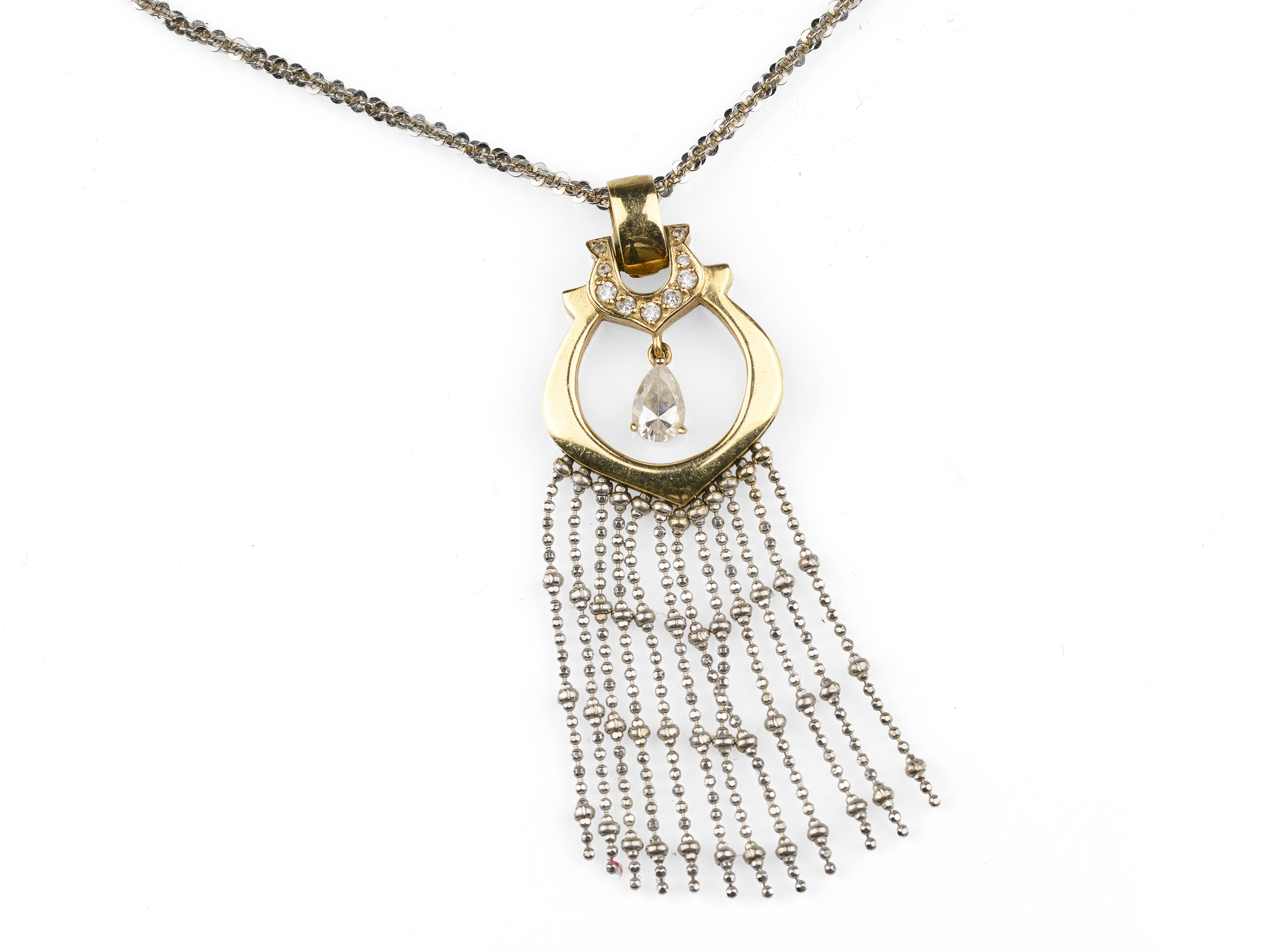 Pendant with chain, 14kt white gold