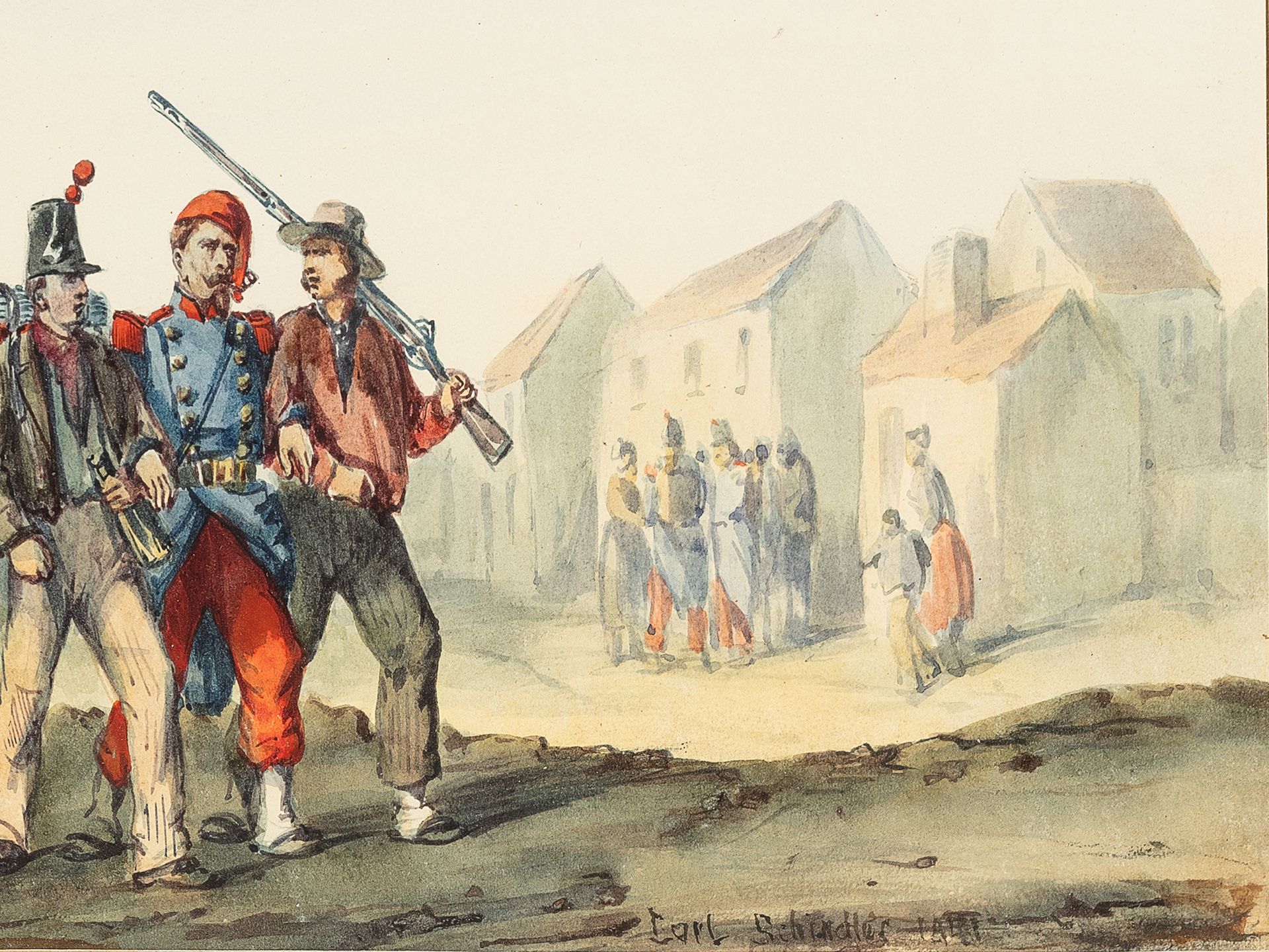 Carl Schindler, Vienna 1821 - 1842 Laab im Walde, Circle of, Soldiers - Image 3 of 4