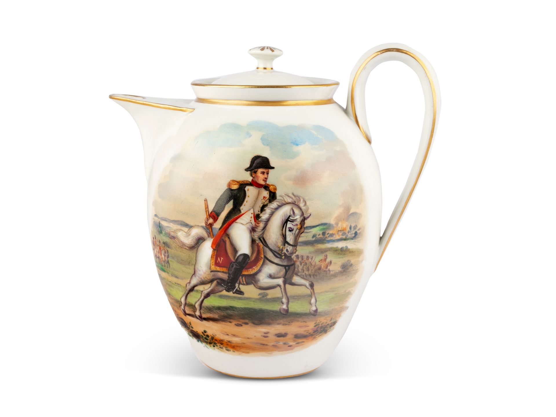 Meissen, Porcelain jug, Napoleon on horseback