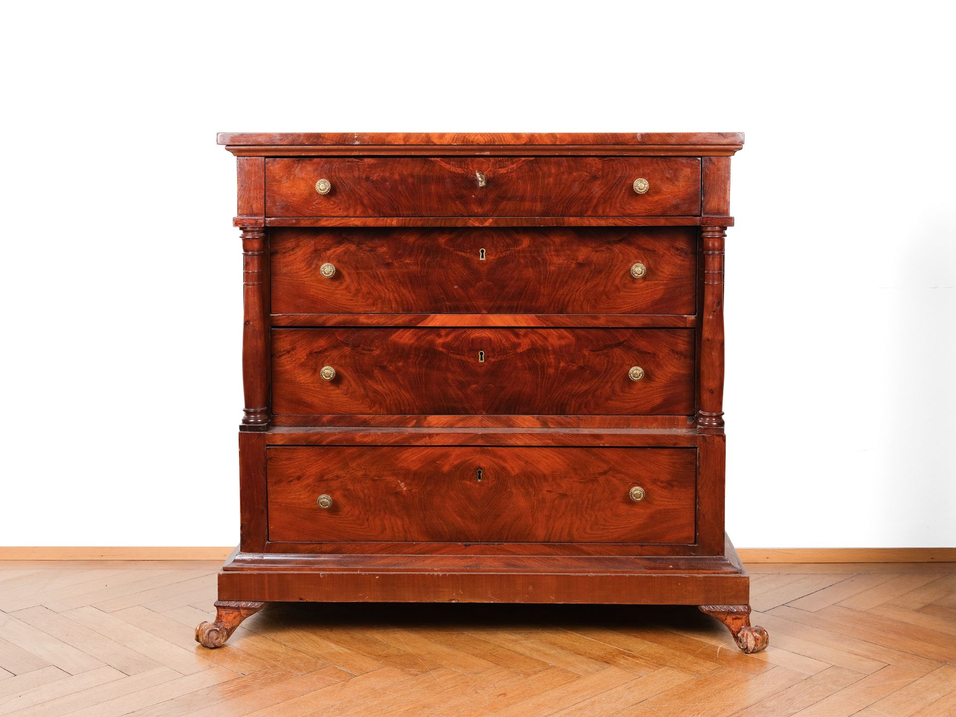 Chest with drawers, Around 1830, Mahogany