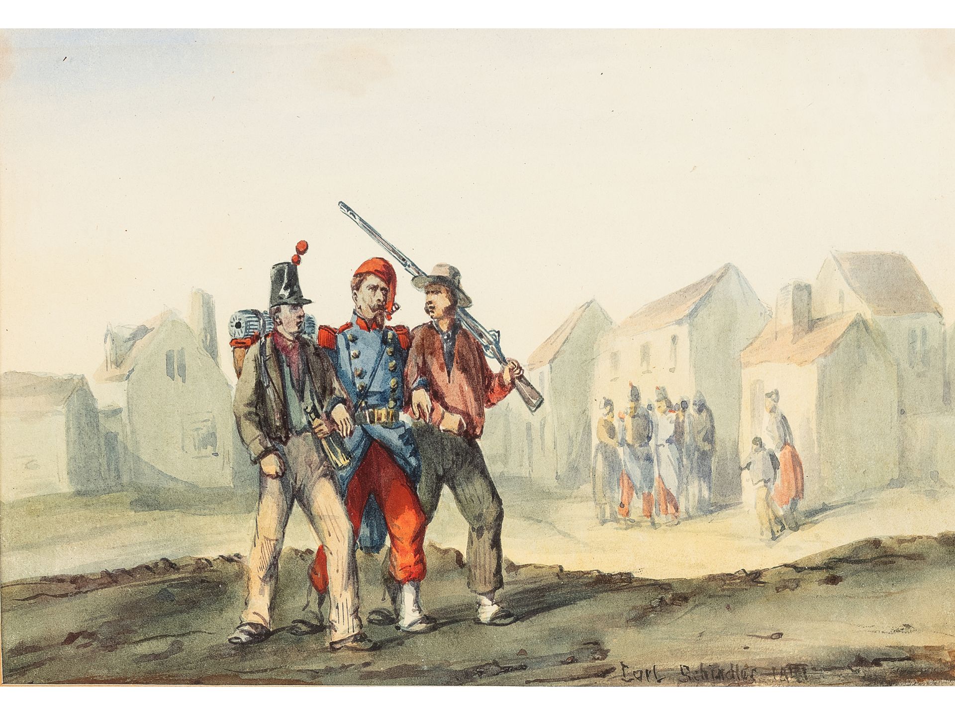 Carl Schindler, Vienna 1821 - 1842 Laab im Walde, Circle of, Soldiers