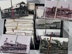 From the David Harvey Photographic Archive: a box of 700+ b&w, postcard-size PHOTOGRAPHS of LMS