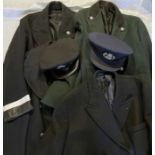 London Transport BUS UNIFORM ITEMS (6) comprising a pair of Central Area driver's greatcoats (