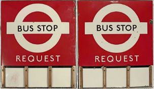 1950s/60s London Transport enamel BUS STOP FLAG (Request), an E3 version with space for 3 e-plates