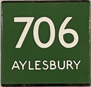 London Transport coach stop enamel E-PLATE for Green Line route 706 destinated Aylesbury. Plates