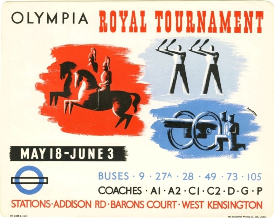 1939 London Transport panel POSTER 'Royal Tournament' by John Stewart Anderson. Anderson designed