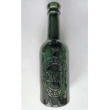 Great Western Railway (GWR) green glass BEER BOTTLE marked with company title and 'Refreshment Dept,