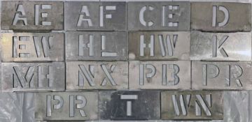 Large quantity (15) of London Transport bus garage & trolleybus depôt STENCIL PLATES comprising