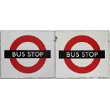 1950s/60s London Transport enamel BUS STOP FLAG (Compulsory). A double-sided, hollow 'boat'-style