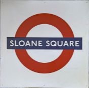 London Underground PLATFORM SIGN from Sloane Square station on the Circle and District Lines. A